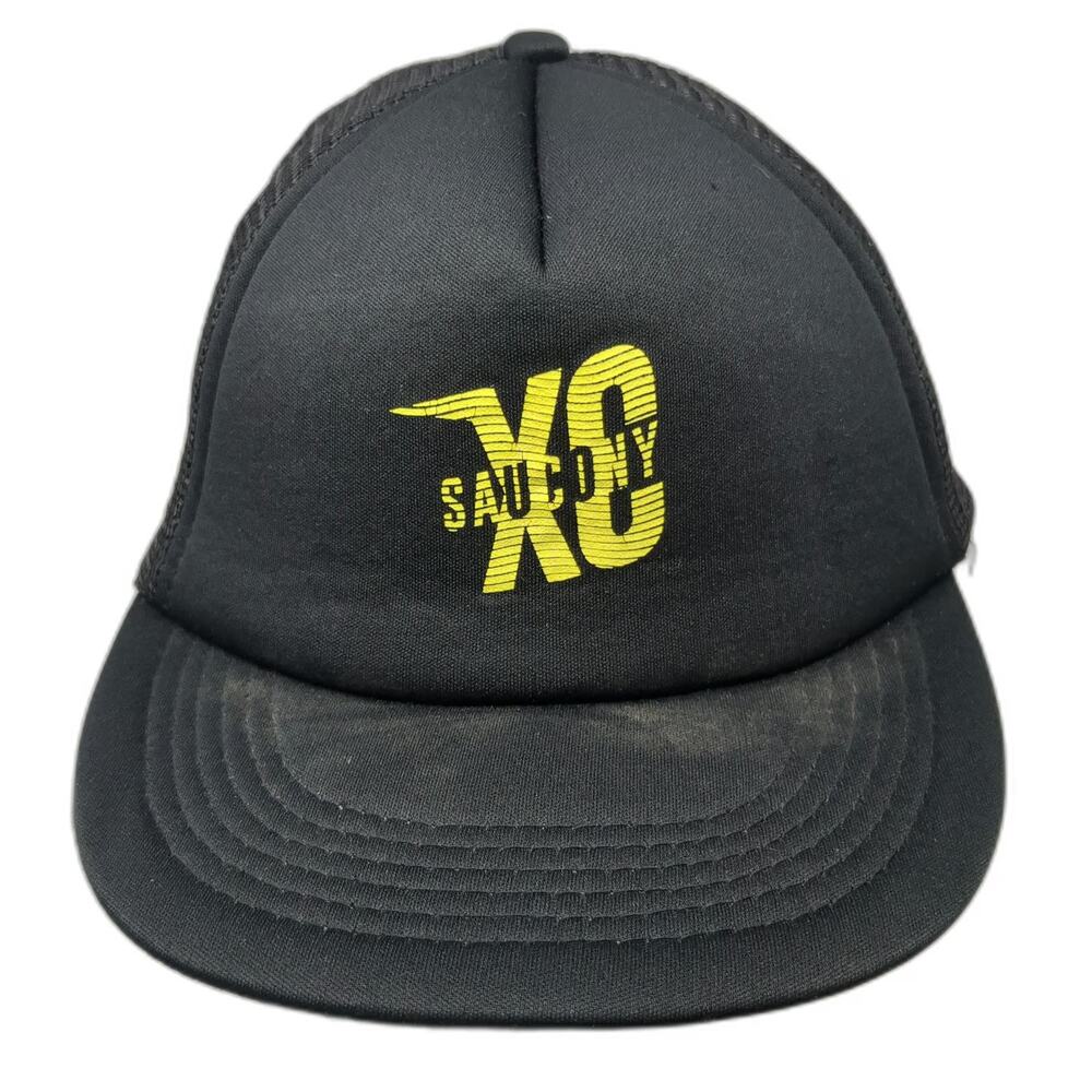 Saucony XC Trucker Hat Black One Size Snapback Running Cross Country Logo